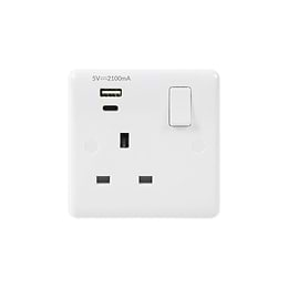 White Plastic 1 Gang USB C Socket