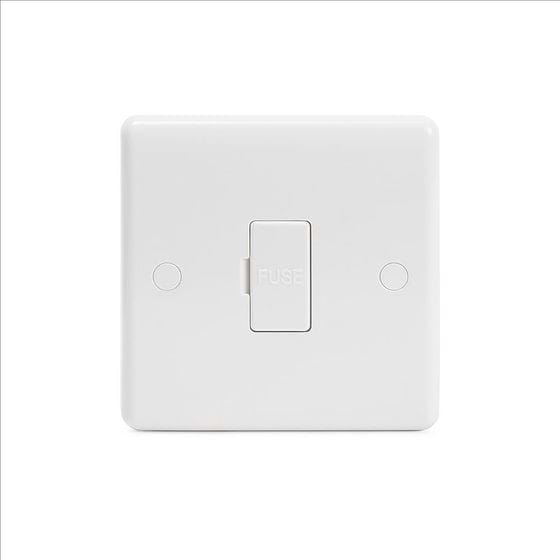 Lieber Silk White 13A Unswitched Connection Unit Flex Outlet - Curved Edge