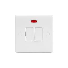 Lieber Silk White 13A Switched Fuse Connection Unit Flex Outlet With Neon - Curved Edge