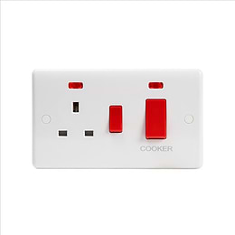 Lieber Silk White 45A Cooker Control Unit With Neon - Curved Edge