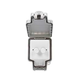 Lieber Silk White 2 Gang Outdoor Dimmer Switch IP66 Trailing Edge 100W LED (250w Halogen/Incandescent)