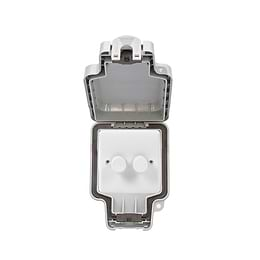 White Plastic 2 Gang Outdoor Dimmer Switch