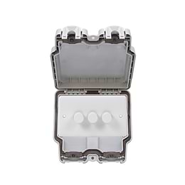 White Plastic 3 Gang Outdoor Dimmer Switch