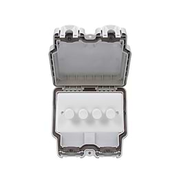White Plastic 4 Gang Outdoor Dimmer Switch
