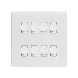 Lieber Silk White 8 Gang 2 -Way Intelligent Dimmer LED 150W LED (300w Halogen/Incandescent) - Curved Edge
