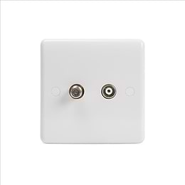 White Plastic TV and Satellite Socket