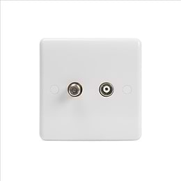 Lieber Silk White TV+ Satellite Socket - Curved Edge