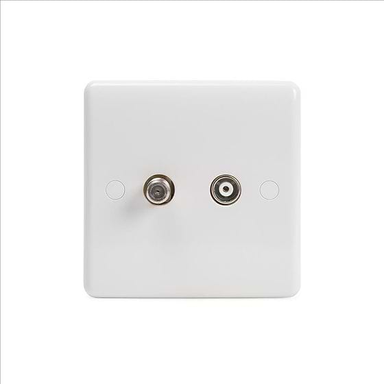 Lieber Silk White TV+ Satellite Socket - Curved Edge