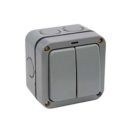 Green 2 Gang Outdoor Switch