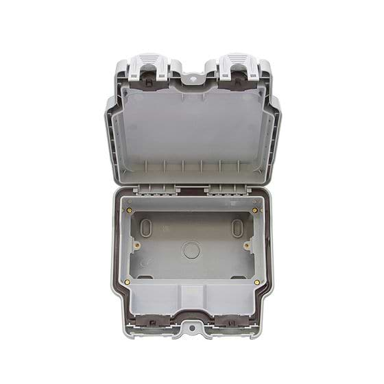 Lieber Grey Double Outdoor Socket Enclosure IP66 Weatherproof