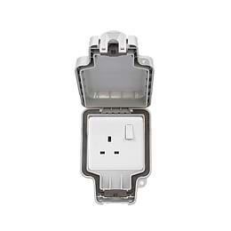 White Plastic 1 Gang Outdoor Socket