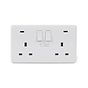 White Plastic USB C + C Socket 2 Gang