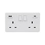 Lieber Silk White 2 Gang USB A+C Socket (13A Socket + 2 USB Ports A+C 3.1A) - Curved Edge