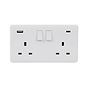 Lieber Silk White 2 Gang USB A+C Socket (13A Socket + 2 USB Ports A+C 3.1A) - Curved Edge