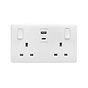 White 2 Gang USB C Socket
