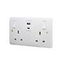 Lieber Silk White 13A 2 Gang Super-Fast Charge 45W USB A+C Socket