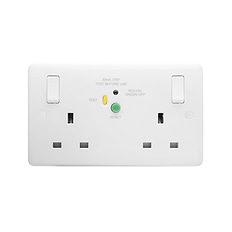 White 2 Gang RCD Plug Socket | Lieber - Elesi