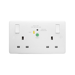 White Plastic 2 Gang RCD Socket
