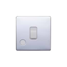 Lieber Polished Chrome 20A 1 Gang Double Pole Switch Flex Outlet - White Insert Screwless