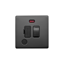 Lieber Black Nickel 13A Switched Fuse Connection Unit&Flex Outlet/Neon-Black Insert Screwless