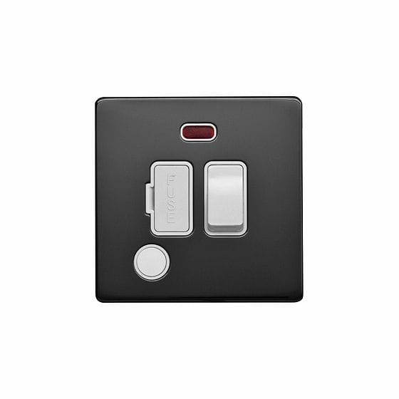 Lieber Black Nickel 13A Switched Fuse Connection Unit&Flex Outlet/Neon-White Insert Screwless