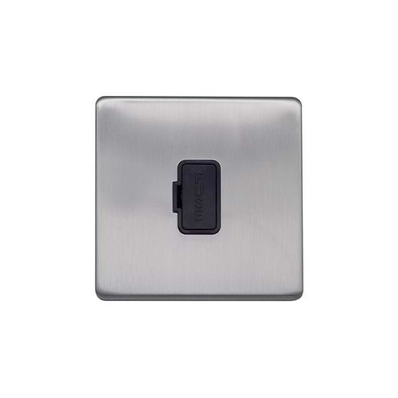 Lieber Brushed Chrome 13A UnSwitched Fused Spur (FCU) - Black Insert Screwless