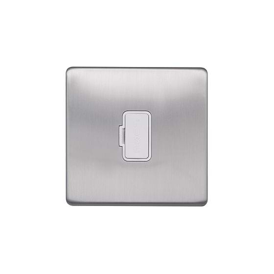 Lieber Brushed Chrome 13A UnSwitched Fused Spur (FCU) - White Insert Screwless