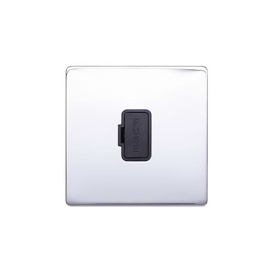 Lieber Polished Chrome 13A UnSwitched Fused Spur (FCU) - Black Insert Screwless