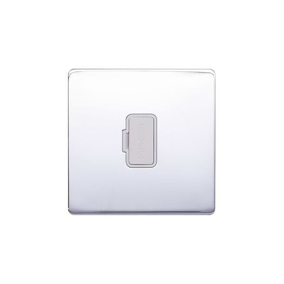 Lieber Polished Chrome 13A UnSwitched Fused Spur (FCU) - White Insert Screwless