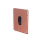 Lieber Brushed Copper 13A UnSwitched Fused Spur (FCU) - Black Insert Screwless