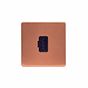 Lieber Brushed Copper 13A UnSwitched Fused Spur (FCU) - Black Insert Screwless