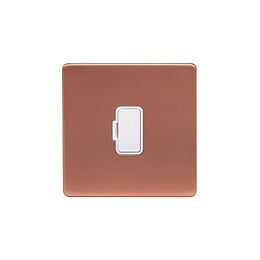 Lieber Brushed Copper 13A UnSwitched Fused Connection Unit (FCU) - White Insert Screwless
