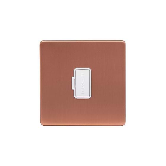 Lieber Brushed Copper 13A UnSwitched Fused Spur (FCU) - White Insert Screwless