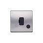 Lieber Brushed Chrome 13A Unswitched Fused Connection Unit (FCU) Flex Outlet - Black Insert Screwless