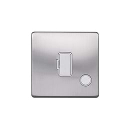 Lieber Brushed Chrome 13A Unswitched Fused Connection Unit (FCU) Flex Outlet - White Insert Screwless