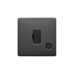 Lieber Black Nickel 13A UnSwitched Connection Unit Flex Outlet - Black Insert Screwless