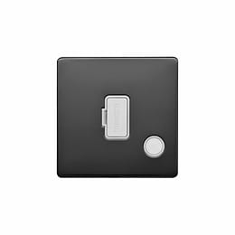 Lieber Black Nickel 13A UnSwitched Connection Unit Flex Outlet - White Insert Screwless