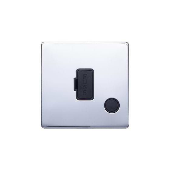 Lieber Polished Chrome 13A Unswitched Fused Connection Unit (FCU) Flex Outlet - Black Insert Screwless
