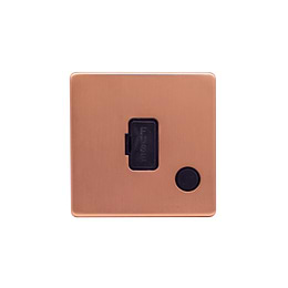 Lieber Brushed Copper 13A Unswitched Fused Connection Unit (FCU) Flex Outlet - Black Insert Screwless