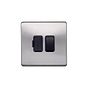 Lieber Brushed Chrome 13A Switched Fused Spur (FCU) - Black Insert Screwless