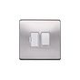 Lieber Brushed Chrome 13A Switched Fused Connection Unit (FCU) - White Insert Screwless