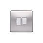 Lieber Brushed Chrome 13A Switched Fused Spur (FCU) - White Insert Screwless