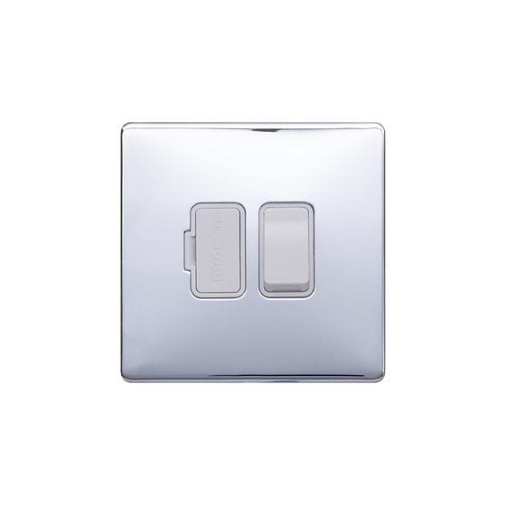 Lieber Polished Chrome 13A Switched Fused Spur (FCU) - White Insert Screwless