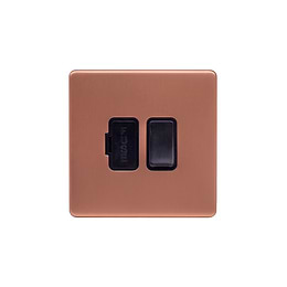 Lieber Brushed Copper 13A Switched Fused Connection Unit (FCU) - Black Insert Screwless