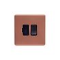 Lieber Brushed Copper 13A Switched Fused Spur (FCU) - Black Insert Screwless