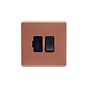 Lieber Brushed Copper 13A Switched Fused Connection Unit (FCU) - Black Insert Screwless