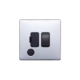 Lieber Polished Chrome 13A Switched Fused Connection Unit (FCU) Flex Outlet - Black Insert Screwless