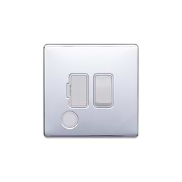 Lieber Polished Chrome 13A Switched Fused Connection Unit (FCU) Flex Outlet - White Insert Screwless