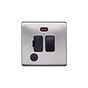 Lieber Brushed Chrome 13A Switched Fused Connection Unit (FCU)&Flex Outlet/Neon-Black Insert Screwless