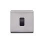 Lieber Brushed Chrome 20A 1 Gang Double Pole Switch - Black Insert Screwless
